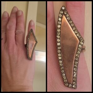 Paige novick distressed art deco style cubic zirconia asymmetrical copper ring 6